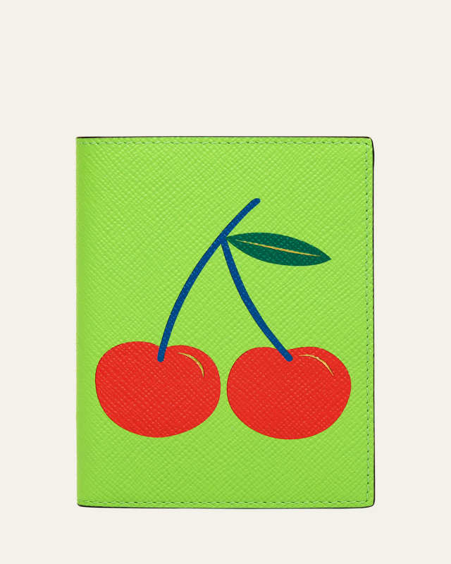 Cherry Charm Passport Cover in Panama Leather